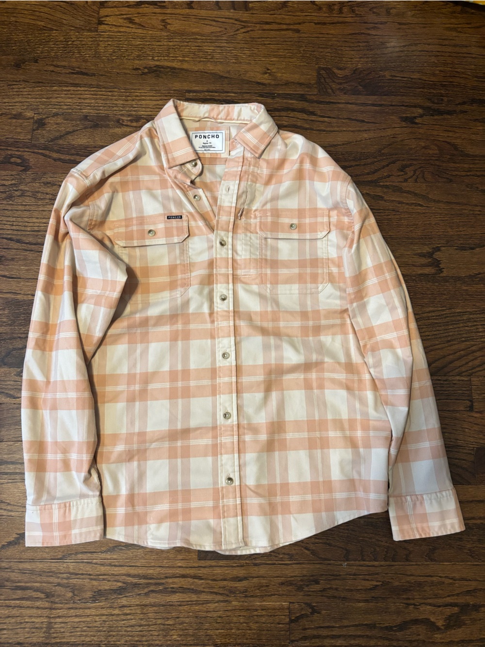 NWOT Poncho Fisherman Outdoor Nature  Midweight Plaid Performance Flannel